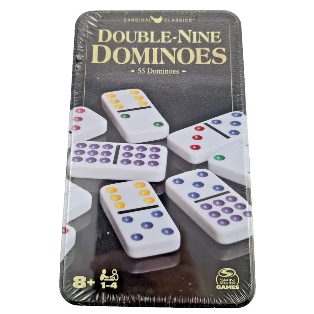 Spin Master Games Cardinal Classics Double-Nine Color Pip Dominoes in Tin-NEW!